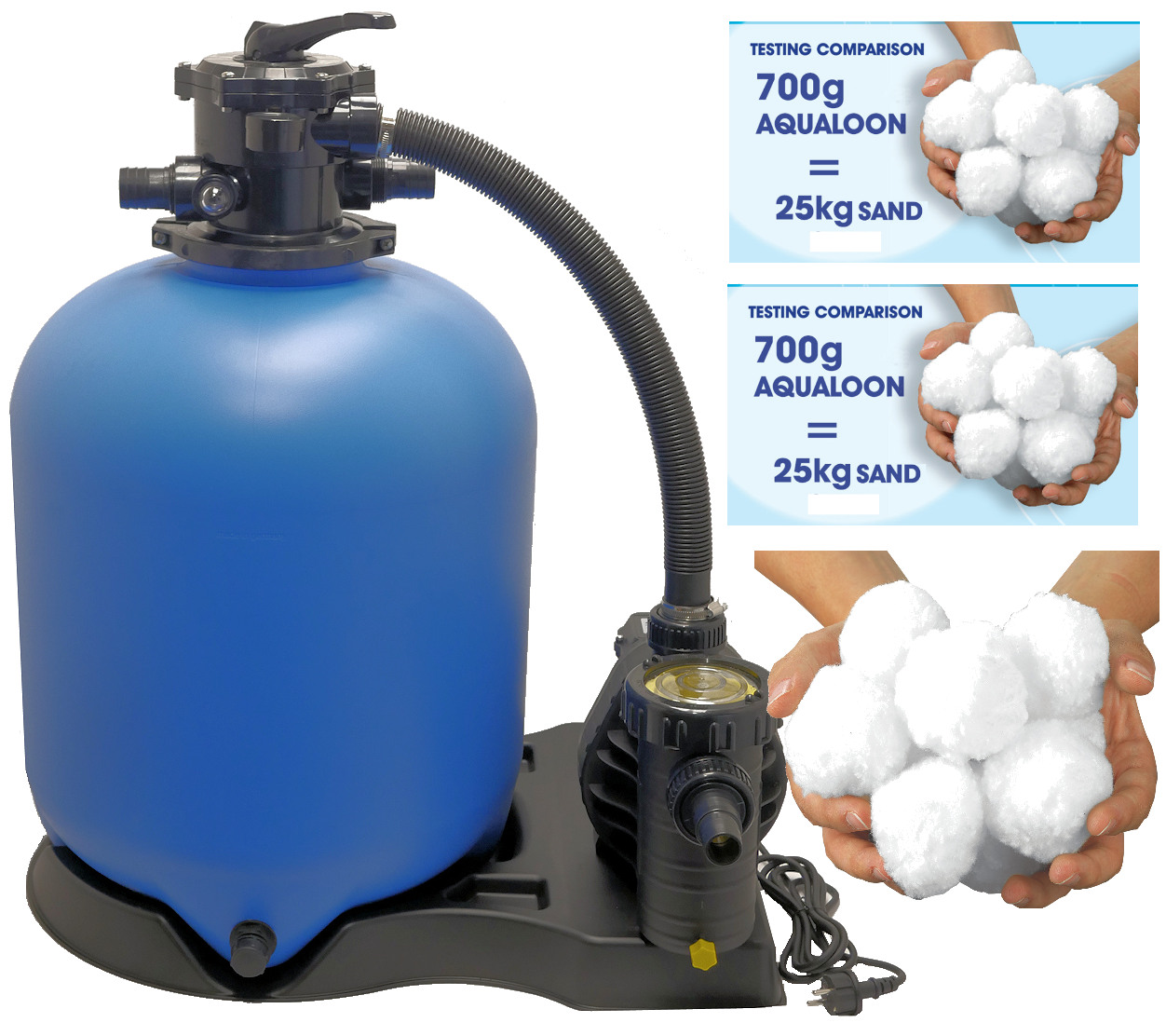 Sandfilteranlage Azuro® 500 mit Aqua Plus 11 + 3x Aqualoon 700 g