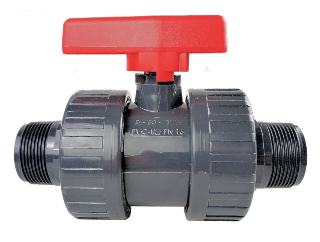 Kugelhahn rot mit Aussengewinde 1 1/2 Zoll