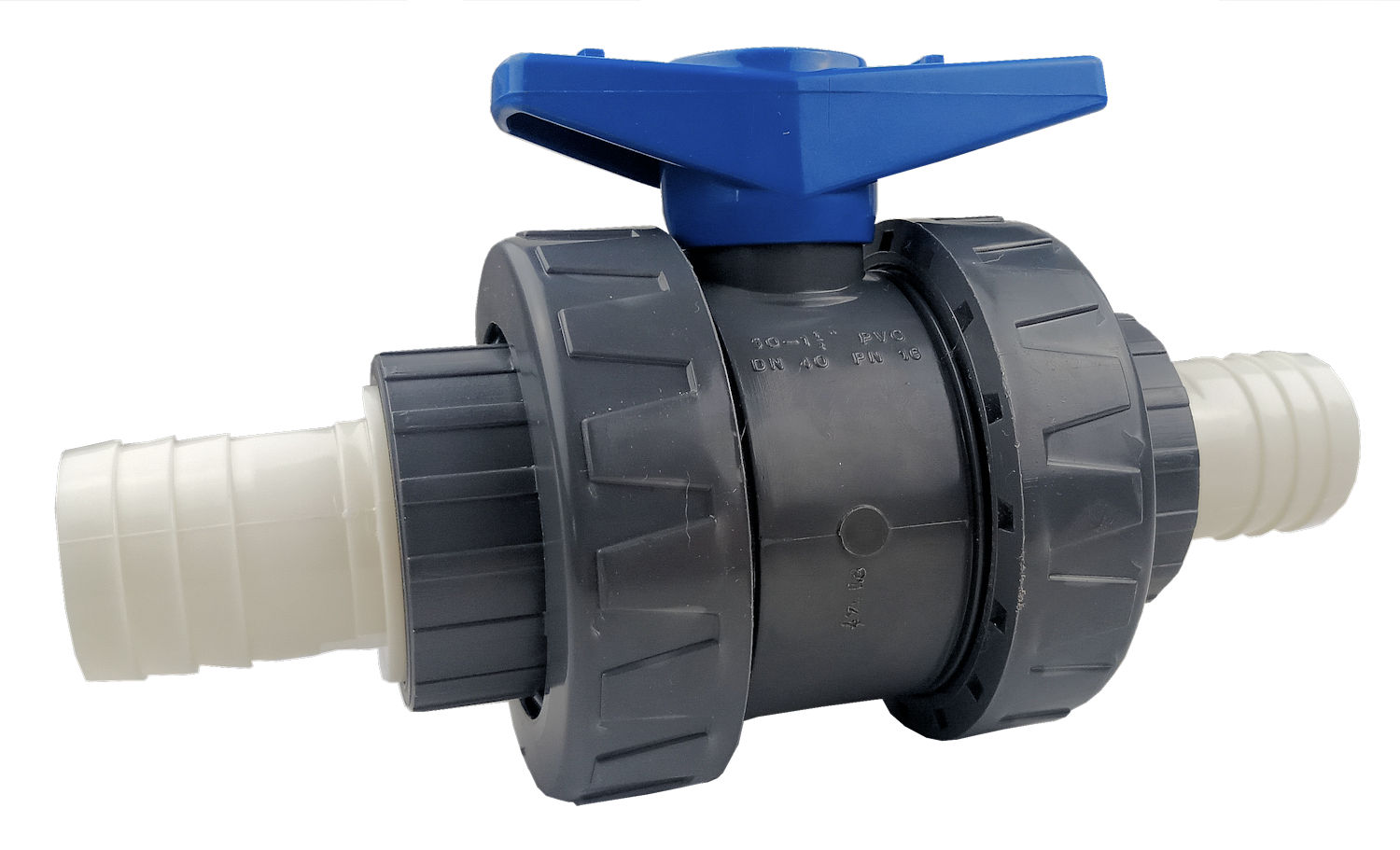 Kugelhahn blau mit Schlauchtülle 38 mm