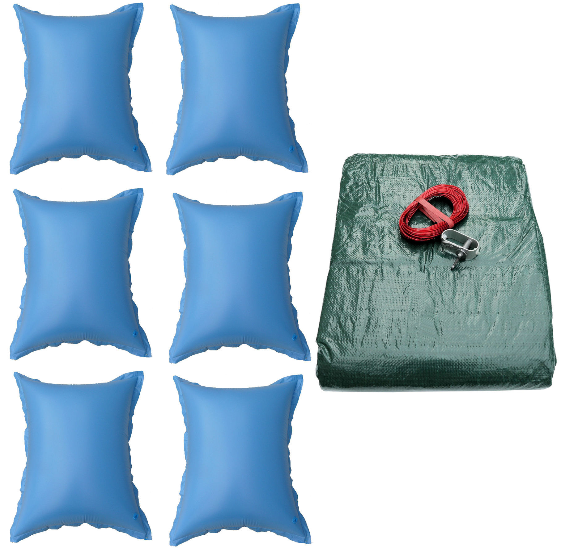 Abdeckplane grün im Set für Pool Ø 4,00 m mit 6 Luftkissen