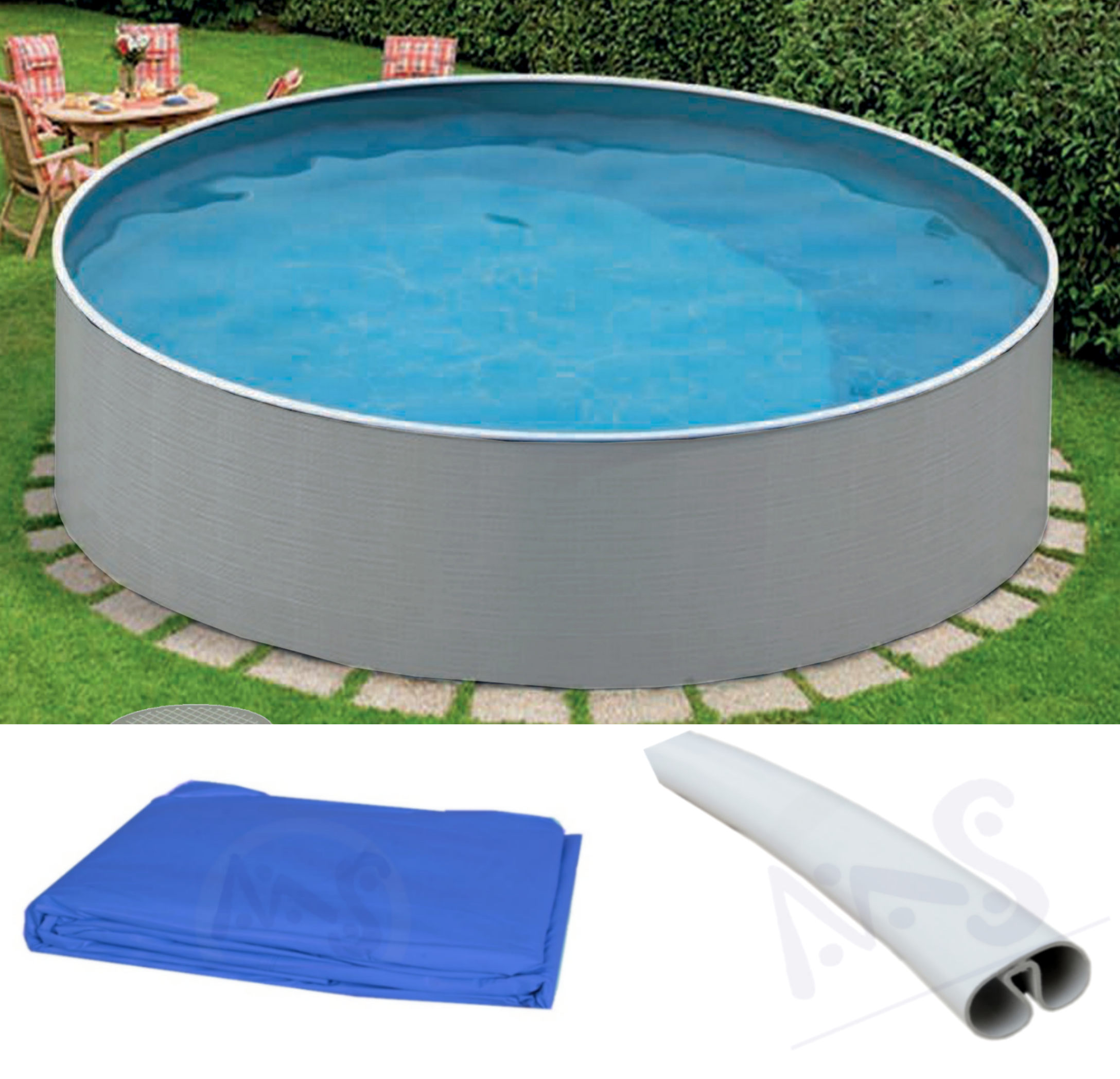 Rundpool grau 4,60 m x 1,10 m