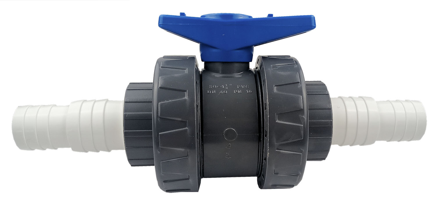 Kugelhahn blau mit Schlauchtülle 32/38 mm