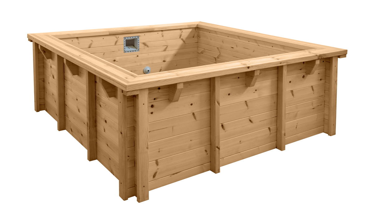 Holzpool Komplett-Set Kinderbecken viereckig 2,20m x 2,20m x 0,78m